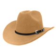 thumbnail image 1 of New Straight Cowboy Hat - British Style Fedora Flat Top Black Wool Top Hat, 1 of 2