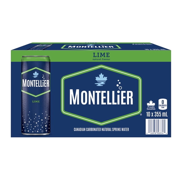 Montellier Lime Natural Spring Water 10 x 355 mL, Cans