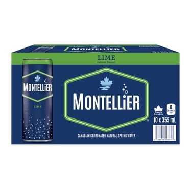 Montellier Lime Natural Spring Water 10 x 355 ml, Cans