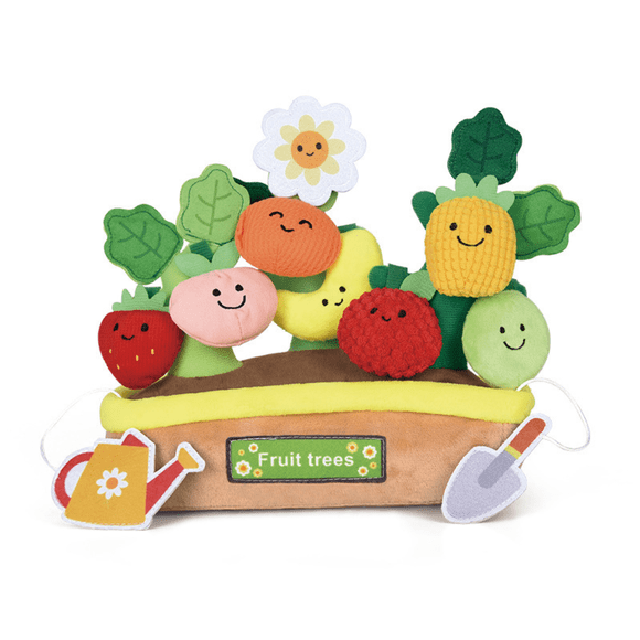 Fruit Trees Sensory Plush Toy – 11-Piece Montessori Farm Play Set for Babies 6+ Months, Soft Garden Activity Toy with Squeakers, Rattles, Crinkles & Textures, Travel-Friendly Sensory Box for Toddlers
