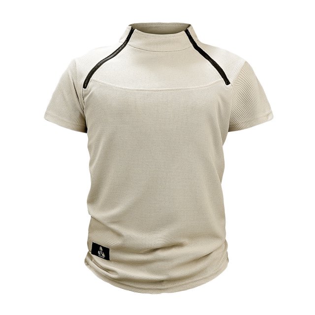 LSLJS Mens Mode Casual Shorts à Fermeture Éclair Stand Up Collar Col Rond Pull Tops, Mens Shirts Vêtements d'Été