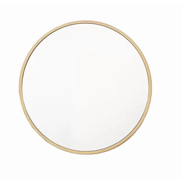 Miroir Rond de Couleur Or avec un Cadre Fin Doré de 32 Pouces de Diamètre, Parfait comme accent de Miroir Mural Moderne Minimaliste pour la Déco de la Maison et Adapté pour Rehausser les Petits Espaces.