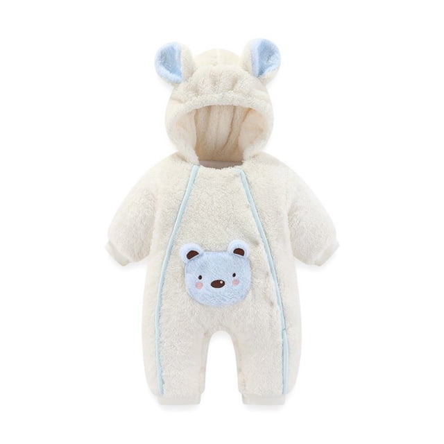 LSLJS Barboteuse pour Bébé Fille Garçon Combinaison Pyjama Manches Longues à Capuche en Peluche Tenue Automne Hiver