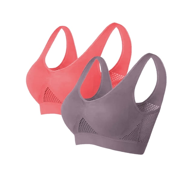 Virmaxy 2PC Womens Wireless Bra Gathering Breathable Underwear Everyday Bra 2PC Printing Gathered Together Large Size Daily Bra Underwear No Rims Watermelon Red-2 XL