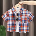 thumbnail image 2 of GDREDA Not Dressed for Boys Shirt Small And Medium Sized Children's Fashion Shirt With Collared Front Checkered Short Sleeves And Button Fastening. Purple,11-12 Years, 2 of 4