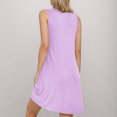 thumbnail image 4 of Ovzne Robes d'Été pour Femmes Robe Femmes Femmes Couleur Unie avec Poches Chemises de Nuit Sans Manches Vêtements de Nuit Chemise de Nuit à Plis devant Col Rond Robe de Nuit Robe de Printemps Liquidation, 4 of 7