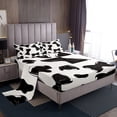 thumbnail image 1 of YST Cute Bow Knot Full Size Sheet Sets 4pcs, Cartoon Cow Pattern Microfiber Bed Sheets Set, Kawaii Simple Printed Kids Teens Bed Set For Bedroom, Black White Bows Bedroom Decor Bedding Set, 1 of 6