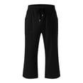 thumbnail image 3 of Plebaso Pantalons Capris Garçons Filles Coton Lin Cordon de Serrage Pantalons Décontractés Légers Raccourcis avec Poches, 3 of 5