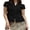 Black, variant on Gupgi Women Button Down Shirts Cap Sleeve Lapel Collar Tight Blouse Tie Up Back Slim Fit Tops Summer Basic Office Shirts