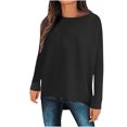 thumbnail image 1 of Besolor Womens Spring Fall Tunic Tops Ladies Crewneck Long Sleeve T-Shirt Casual Solid Color Spring Fall Going out Blouse, 1 of 5