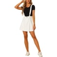 thumbnail image 1 of Unique Bargains Jupe à Bretelles Mini Décontractée pour Femme en Coton Lavé à Boutons devant Blanche TG, 1 of 6