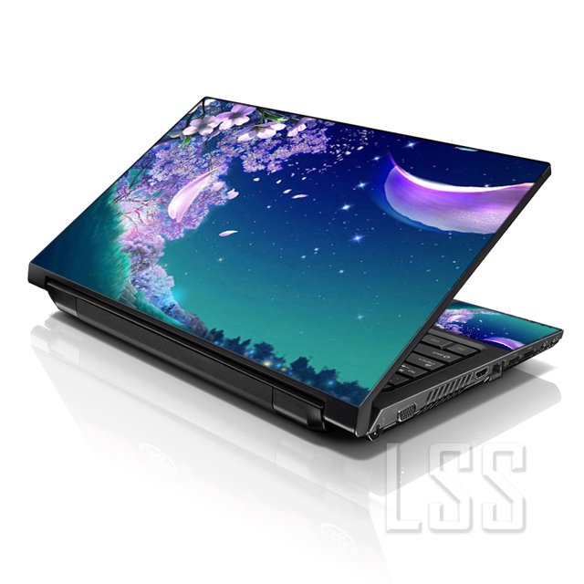 LSS Laptop Skin Sticker Night Floral Design Fits 17" to 19" Laptops