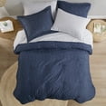 thumbnail image 4 of Regency Heights 7-Piece Queen Bed in a Bag Set, Reversible Comforter with Sheet Set and Shams, Navy Blue, Solid Color, 4 of 12