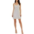 thumbnail image 1 of INSPIRE CHIC Robe pour Femme Paillettes Scintillantes Col en V Bretelles Ajustables Robe de Bal Courte Argent-Blanc Rose P, 1 of 7