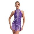thumbnail image 1 of RUNQHUI Robe de Danse de Salon Sans Manches à Franges Brillantes Salsa Tango Col en V Lyrique Jazz Danse Violette S, 1 of 6