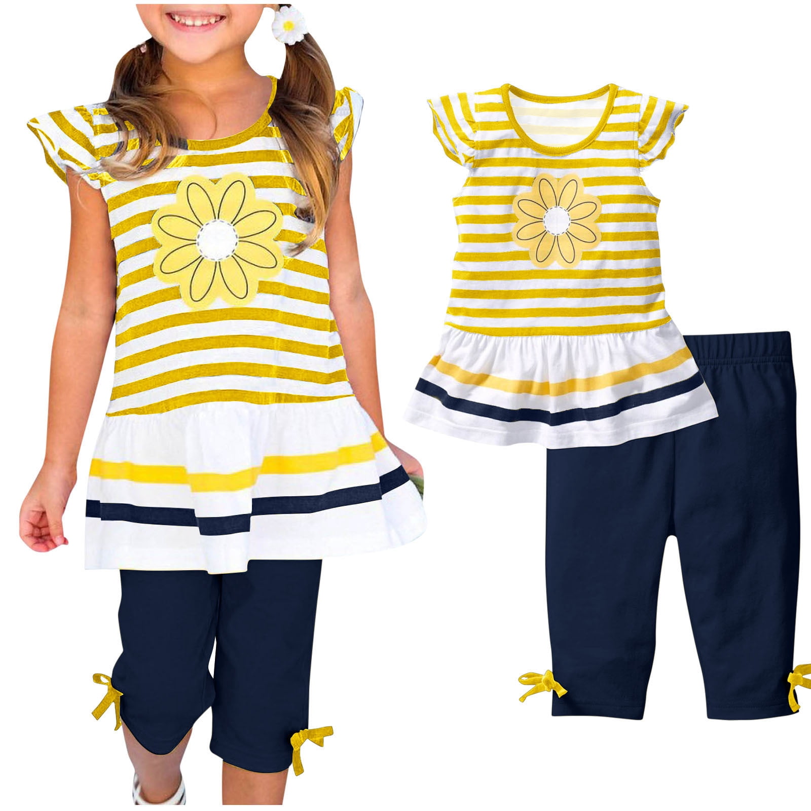 Mefallenssiah Ensembles de Blouses et Chemises à Manches Courtes à Col Rond Mode Hauts Décontractés à Manches Courtes pour Filles Col Rond Col Bouton Ensembles de Shorts Imprimés