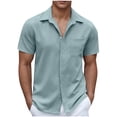 thumbnail image 1 of asjyhkr Mens Beach Button down Shirts Casual Stretch Collared Summer Travel Short Sleeve Tops, 1 of 5