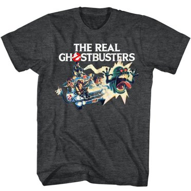 The Real Ghostbusters Car Chase Black Heather Adult T-Shirt