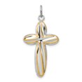 thumbnail image 1 of 925 Sterling Silver Rhodium Plated and Gold-Tone Twist Cross Reversible Shaped Pendant, 1 of 2
