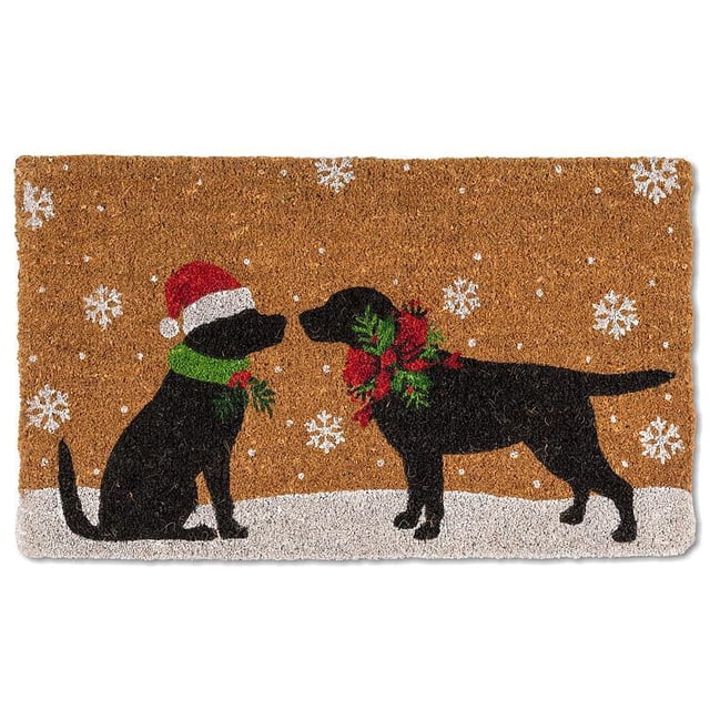 Abbott Doormat Durable Coir Fibre, Colorful Welcome Mat, Weather-Resistant Entry Décor, 18x30", Christmas Dogs