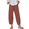 thumbnail image 2 of Women's Summer Comfortable Loose Wide Legged Fashion Solid Color Capris RXIRUCGD Marron, Taille: 5TG, 2 of 5