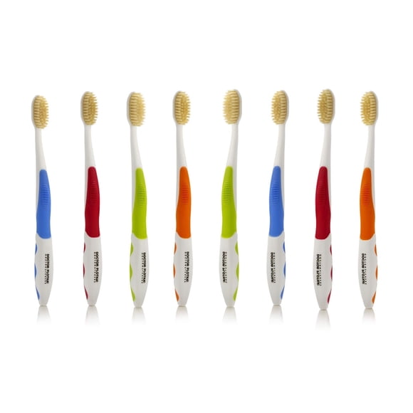 MOUTHWATCHERS Soft Flossing Toothbrushes, 8 Pack Manual Toothbrush for Adults, Ultra Clean Toothbrush, Good for Sensitive Teeth and Gums, by Dr. Plotka's, Multicolor