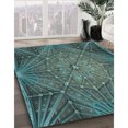 thumbnail image 3 of Ahgly Company Tapis d'Intérieur Lavable en Machine Carré Transitionnel Bleu Charbon, 7 Pieds Carré, 3 of 7