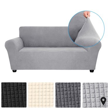 Amdohai Decdeal Stretch Sofa Cover Anti-Slip Soft Couch Sofa Cover Washable for Living Room Kids Pets 3 Seat Grey