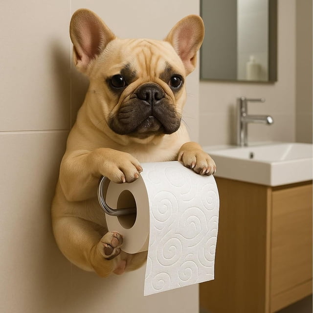 Funny 3D Printed Dog Shaped Toilet Paper Roll Holder Decorative Wall Mounted Tissue Dispenser Storage Stand For Bathroom Kitchen