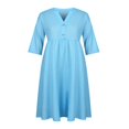thumbnail image 3 of CHUANK Robe Maxi Ample à Manches Longues en Coton et Lin pour Femmes, Grande Taille, Unie, Boutonnée, 3 of 7