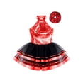thumbnail image 3 of renvena Robe de Danse Ballet à Paillettes pour Filles Enfants Justaucorps à Jupe de Ballerine Costume de Danse Latine Jazz Rouge 14, 3 of 5