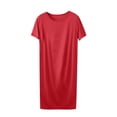 thumbnail image 2 of Ovzne Robes pour Femmes Robe pour Femme Robe à Manches Courtes pour Femmes Jupe d'Été Mince Ample Robe Décontractée Couleur Unie Robe de Nuit à la Maison Robe de Printemps Manches Courtes Liquidation, 2 of 4