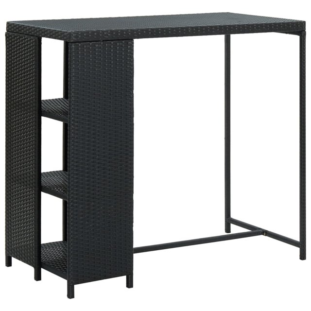 vidaXL Table de Bar avec Étagère de Rangement Noir 120x60x110 cm Poly Rotin