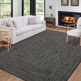 thumbnail image 1 of HOMERRY 9' x 12' Modern Area Rug for Living Room Braided Print Indoor Washable Neutral Carpet, Black, 1 of 5