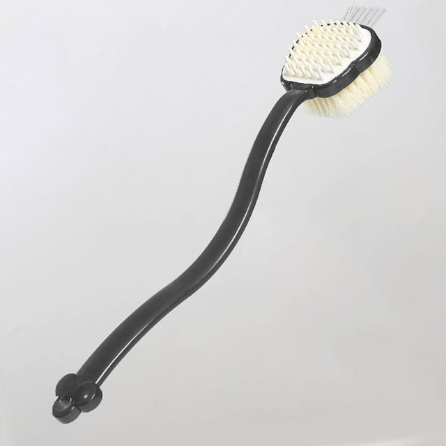 Dvkptbk Shower Brush with Soft and Stiff Bristles, Multi Functional Double-sided Body Scrubber with Long Handle, Back Scrubber Body Exfoliator for Wet or Dry Brushing