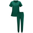 thumbnail image 3 of Ensemble de Sarraus pour Femmes 2 Pcs, Ensemble d'Uniforme d'Infirmière de Jogging Extensible, Hauts Confortables et Respirants et Pantalons Fuselés, 3 of 5