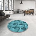 thumbnail image 4 of Ahgly Company Tapis d'Intérieur Ronds de Style Transitionnel Lavables à la Machine, Vert Sarcelle, 3 Pieds Rond, 4 of 7