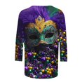 thumbnail image 5 of Penkiiy Blouse Carnaval pour Femmes Mardi Gras Mode Imprimée Décontractée Col Rond Manches 3/4 T-shirt Blouse S Multicolore, 5 of 5