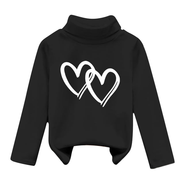Girl's Fall T Shirts High Collar Velvet Warmth Soft Unisex E Going Out Fall Tops for 5-6 Years