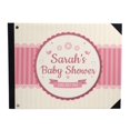 thumbnail image 1 of Darling Souvenir Livre d'Or Rose à Rayures et Cadre Rond pour Baby Shower, Couverture Rigide Imprimée Personnalisée, Registre de Souvenirs – 9 x 12 Pouces, 1 of 5