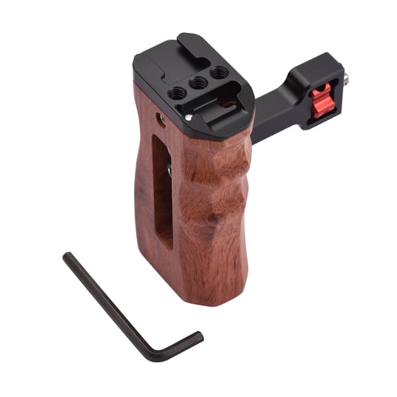 Riwcyla Adjustable Wooden Cage Handle LeftRight Side Hand Grip 14 Inch Screw ,Style Mount with Cold Shoe Mount Compatible with SmallRig Video Cage
