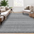 thumbnail image 1 of Twister.CK Washable 9' x 12' Vintage Striped Area Rug, Soft Living Room Rug Stain Resistant Indoor Carpet Non Slip Low Pile Floor Cover for Bedroom Dining Room, Black, 1 of 9
