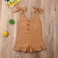 thumbnail image 3 of Baby Girls Summer Sleeveless Romper Lace-up Button Down Ruffled Jumpsuit, 3 of 9