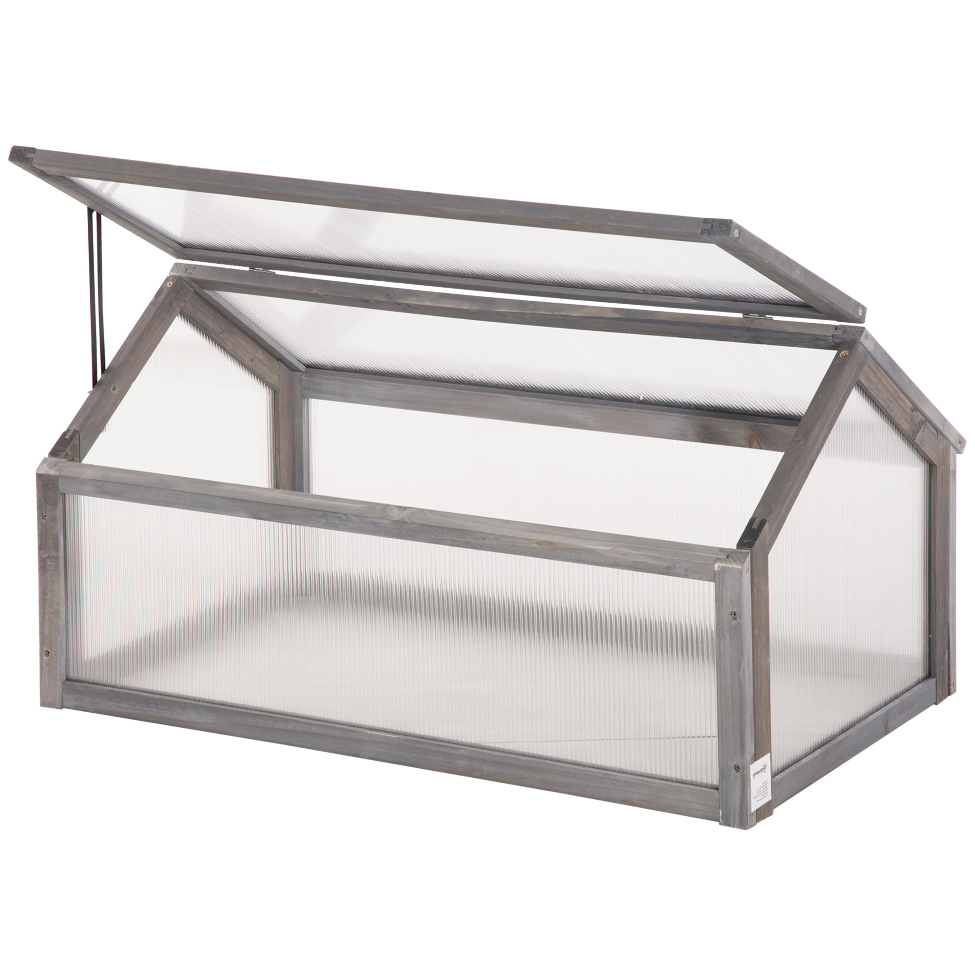 Outsunny Wooden Cold Frame Greenhouse, Portable Raised Planter, Grey