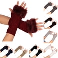 thumbnail image 3 of Tricot en Laine à Demi-Doigt Chaud pour Femmes, Motif Papillon, Automne et Hiver, 3 of 3