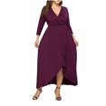thumbnail image 1 of Weiqiqre Spring Dresses for Women Plus Size Wedding Guest Maxi Dress Long Sleeve Wrap V Neck High Low Split Ruffle Cocktail Dress,Size XL, 1 of 6