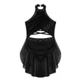 thumbnail image 2 of TiaoBug Robe de Danse Lyrique pour Filles Jupe Asymétrique à Sequins Col Licou Justaucorps de Patinage Artistique Robe Noir 6, 2 of 6