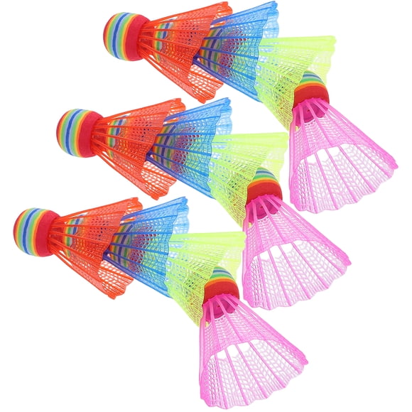 12 Pcs Badminton Birdie Plastic Bedminton Shuttlecocks Shuttleballs Plastic Bedminton Birdie Ball Set For Indoor And Outdoor Baseball Softball Batting Training