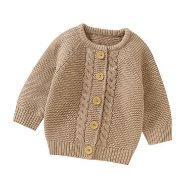 Ketyyh-chn99 Chandail Tricoté pour Tout-Petit Bébé Fille Garçon, Cardigan Tricoté pour Bébé Fille Garçon, Chandail Chaud à Enfiler, Hauts, Manteau d'Extérieur pour Tout-Petit, Veste, Manteau, Tenue, Vêtements pour 9-12 Mois, Café
