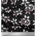 thumbnail image 2 of Soimoi Black Modal Satin Fabric Dot & Floral Print Fabric by Yard 42 Inch Wide, 2 of 3